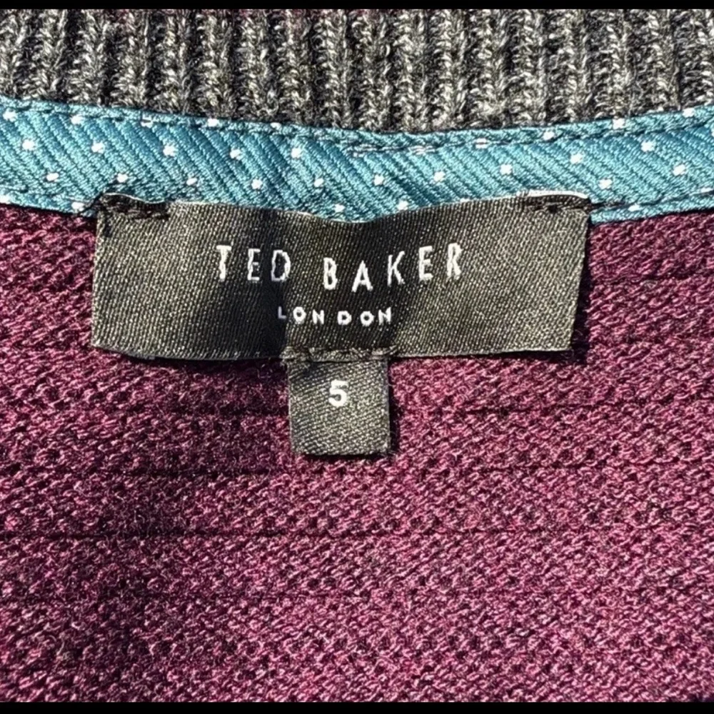 Ted Baker London Wool Sweater Mens Size 5 XL‎ Burgundy Maroon Textured Crew Neck